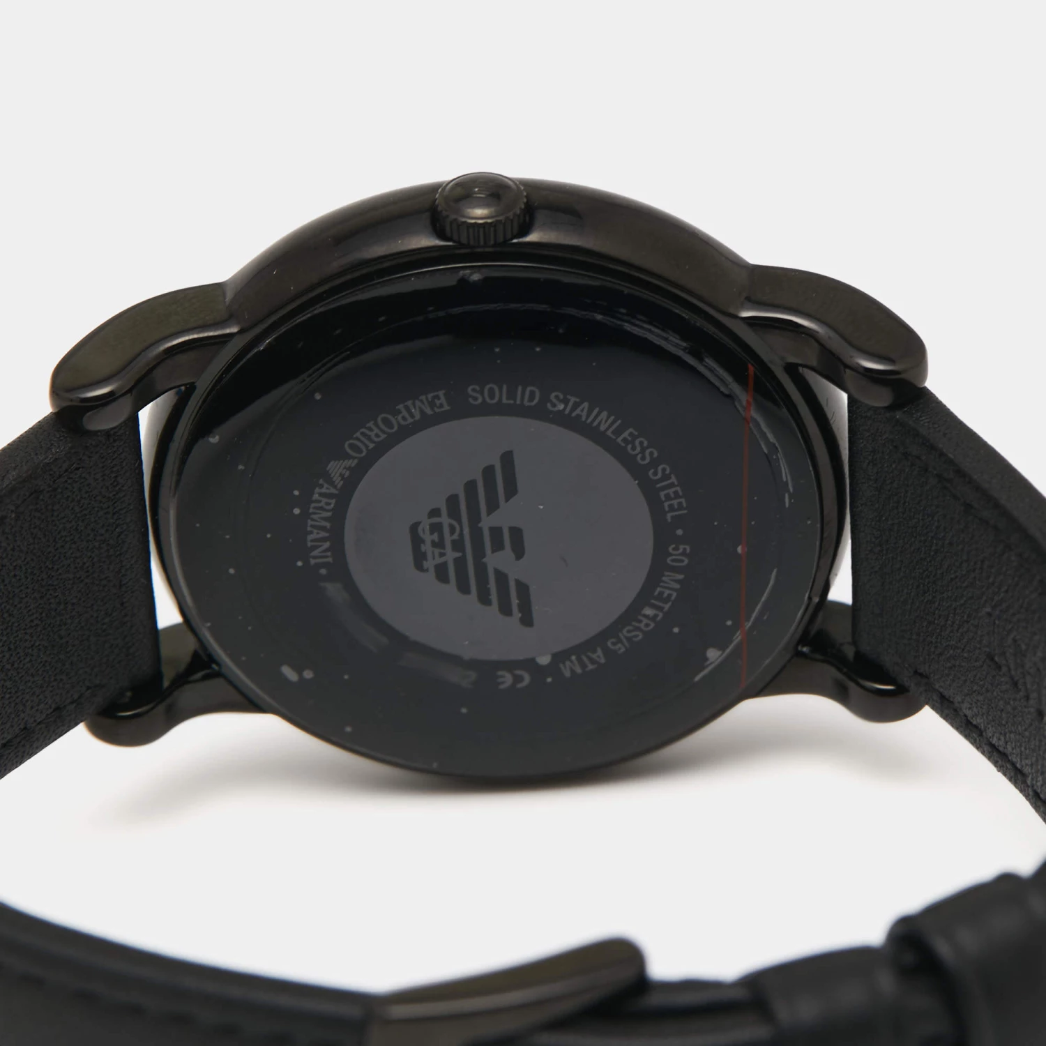 Emporio Armani Black PVD Coated Stainless Steel Leather Classic AR1732 Men's Wristwatch 41 Mm For Men 6 Emporio Armani Black PVD Coated Stainless Steel Leather Classic AR1732 Men's Wristwatch 41 Mm For Men - Image 4