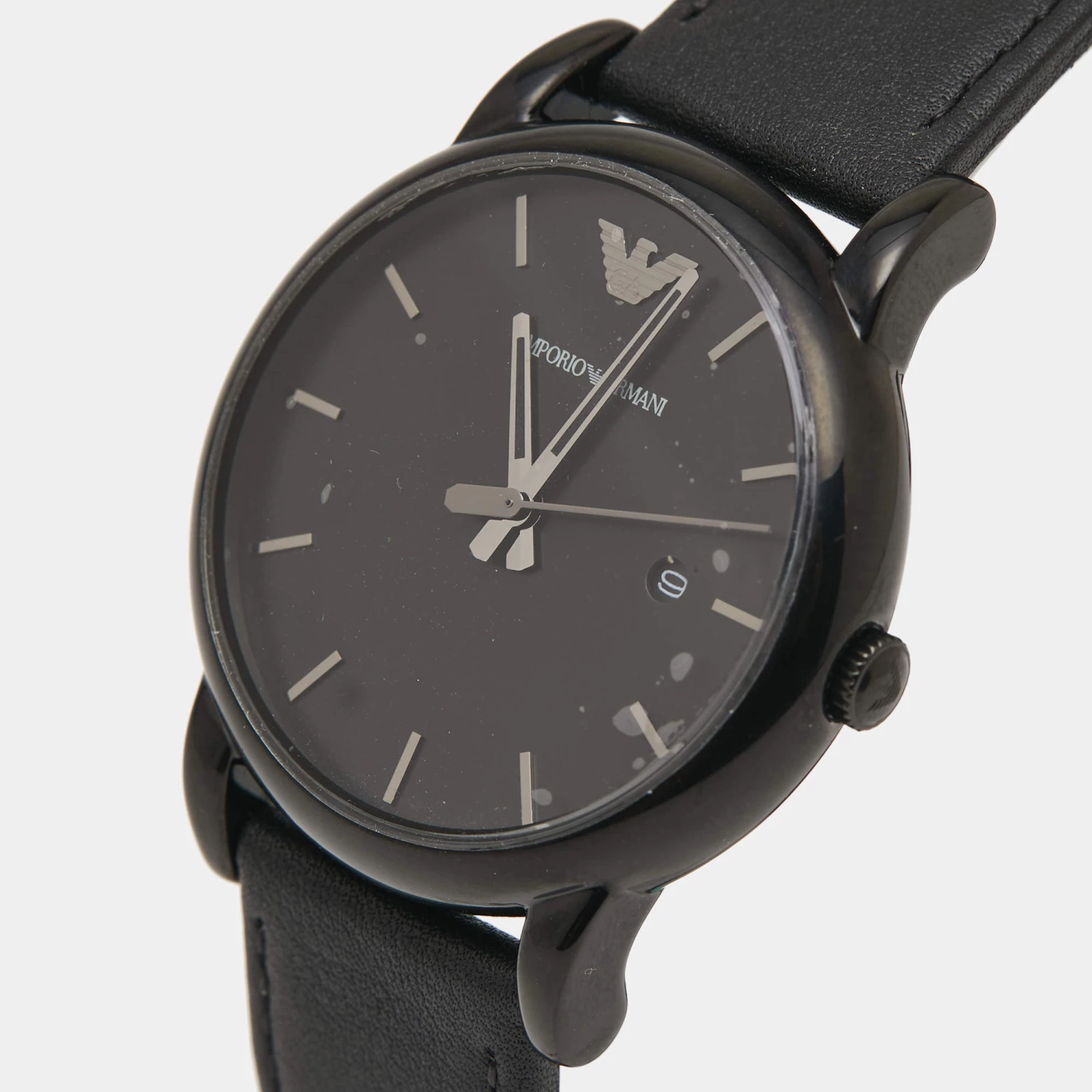 Emporio Armani Black PVD Coated Stainless Steel Leather Classic AR1732 Men's Wristwatch 41 Mm For Men 4 Emporio Armani Black PVD Coated Stainless Steel Leather Classic AR1732 Men's Wristwatch 41 Mm For Men - Image 2