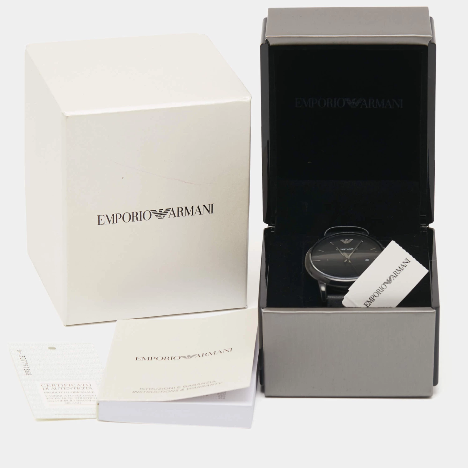 Emporio Armani Black PVD Coated Stainless Steel Leather Classic AR1732 Men's Wristwatch 41 Mm For Men 10 Emporio Armani Black PVD Coated Stainless Steel Leather Classic AR1732 Men's Wristwatch 41 Mm For Men - Image 8