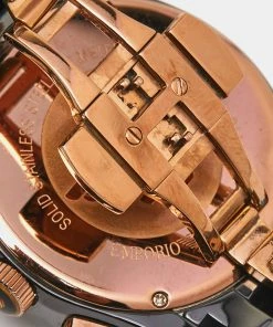 Emporio Armani Black Ceramic Rose Gold Plated Stainless Steel Cermica AR1410 Men's Wristwatch 42 Mm For Men -Emporio Armani sale luxury men emporio armani used watches p654245 008