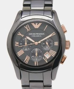 Emporio Armani Black Ceramic Rose Gold Plated Stainless Steel Cermica AR1410 Men's Wristwatch 42 Mm For Men -Emporio Armani sale luxury men emporio armani used watches p654245 1654844913 010