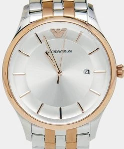 Emporio Armani Silver Two Tone Stainless Steel Lamda AR11044 Men's Wristwatch 43 Mm For Men -Emporio Armani sale luxury men emporio armani used watches p670027 006