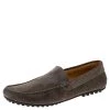Emporio Armani Grey Suede Logo Embossed Slip On Loafers Size 43 For Men -Emporio Armani sale luxury men giorgio armani used shoes p487518 002