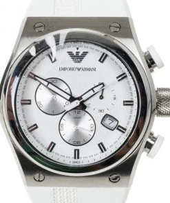 Emporio Armani White Stainless Steel AR6103 Men's Wristwatch 44MM For Uncategorized