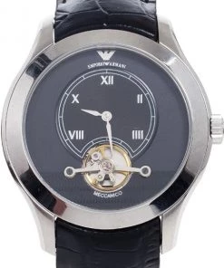 Emporio Armani Meccanico AR4637 SS Leather Mens Wristwatch 44 MM For Men