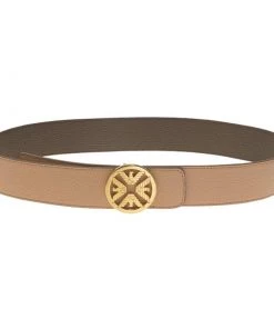 Emporio Armani Brown And Beige Leather Reversible Belt Size 42 For Women