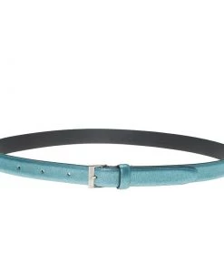 Emporio Armani Blue Metallic Skinny Belt 95 CM For Women