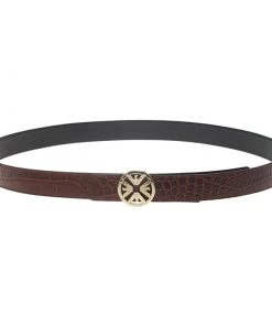 Emporio Armani Brown Croc Embossed And Black Leather Reversible Belt 110 CM For Women