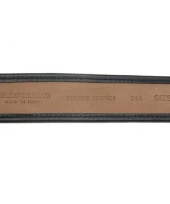Emporio Armani Black Leather And Monogram Canvas Belt 95 CM For Women -Emporio Armani sale luxury women emporio armani new accessories p62629 005