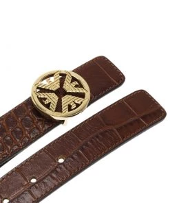 Emporio Armani Brown Croc Embossed And Black Leather Reversible Belt 100 CM For Women -Emporio Armani sale luxury women emporio armani new accessories p80352 0004