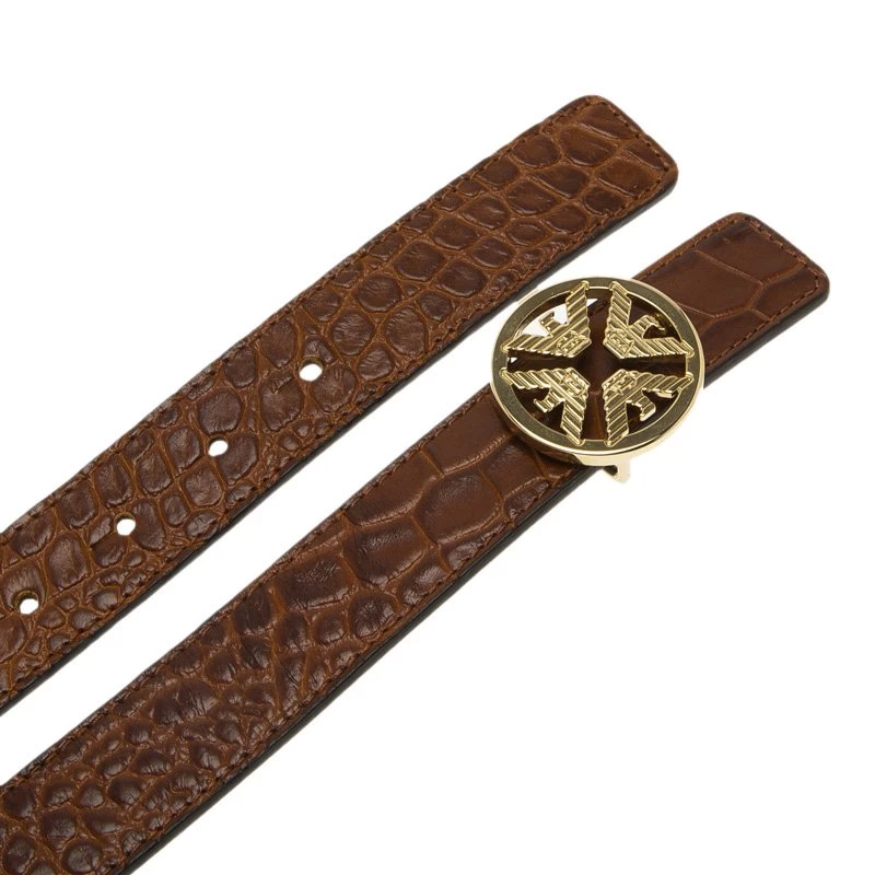 Emporio Armani Brown Croc Embossed And Black Leather Reversible Belt 95 CM For Women 6 Emporio Armani Brown Croc Embossed And Black Leather Reversible Belt 95 CM For Women - Image 4