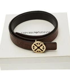 Emporio Armani Brown Croc Embossed And Black Leather Reversible Belt 95 CM For Women 11 Emporio Armani Brown Croc Embossed And Black Leather Reversible Belt 95 CM For Women -Emporio Armani sale luxury women emporio armani new accessories p80571 005