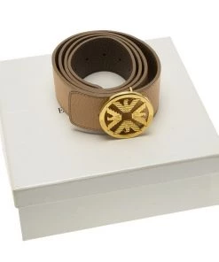 Emporio Armani Brown And Beige Leather Reversible Belt 115 CM For Women -Emporio Armani sale luxury women emporio armani new accessories p80580 005