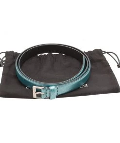 Emporio Armani Metallic Blue Skinny Belt 105 CM For Women -Emporio Armani sale luxury women emporio armani new accessories p81526 0005