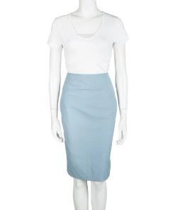 Emporio Armani Teal Blue Wool Pencil Skirt M For Women -Emporio Armani sale luxury women emporio armani new clothes p102431 002