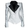 Emporio Armani SS'11 Silver Contrast Lapel Satin Blazer M For Women