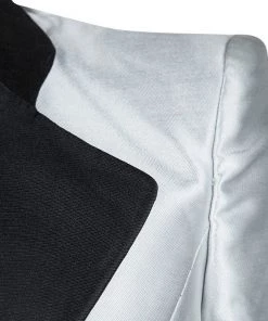 Emporio Armani SS'11 Silver Contrast Lapel Satin Blazer M For Women -Emporio Armani sale luxury women emporio armani new clothes p106415 004