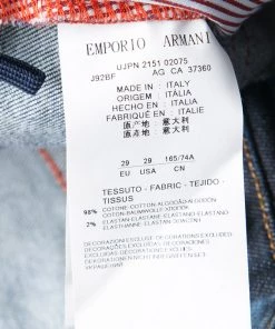 Emporio Armani Indigo Faded Effect Embroidered Pocket Trim Detail Denim Shorts M For Women -Emporio Armani sale luxury women emporio armani new clothes p134004 006