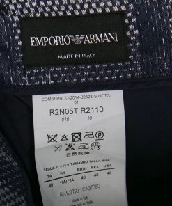 Emporio Armani Navy Blue And Grey Checkered Jacquard Pencil Skirt S For Women -Emporio Armani sale luxury women emporio armani new clothes p134266 0005