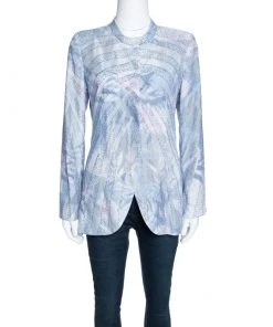 Emporio Armani Elite Multicolor Crystal Embellished Mandarin Collar Jacket M For Women