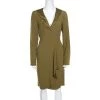 Emporio Armani Olive Green Flutter Front Long Sleeve Tunic Dress L For Women -Emporio Armani sale luxury women emporio armani new clothes p158766 0001