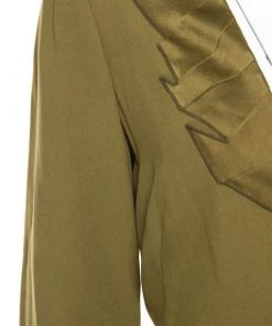 Emporio Armani Olive Green Flutter Front Long Sleeve Tunic Dress L For Women -Emporio Armani sale luxury women emporio armani new clothes p158766 0004