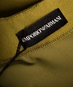 Emporio Armani Olive Green Flutter Front Long Sleeve Tunic Dress L For Women -Emporio Armani sale luxury women emporio armani new clothes p158766 0005