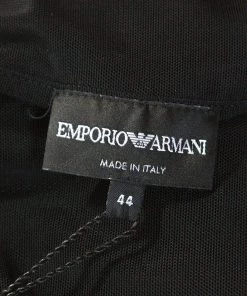 Emporio Armani Black Stretch Net Ruched Evening Gown M For Women -Emporio Armani sale luxury women emporio armani new clothes p234708 004