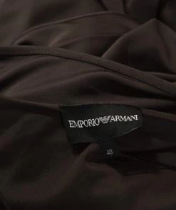 Emporio Armani Brown Jersey Draped Detail Milano Dress S For Women 12 Emporio Armani Brown Jersey Draped Detail Milano Dress S For Women -Emporio Armani sale luxury women emporio armani new clothes p249164 006