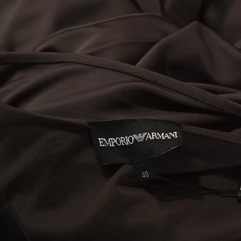 Emporio Armani Brown Jersey Draped Detail Milano Dress S For Women 7 Emporio Armani Brown Jersey Draped Detail Milano Dress S For Women - Image 5