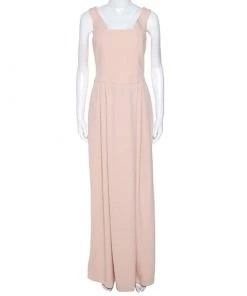 Emporio Armani Pink Crepe Sleeveless Maxi Dress M For Women