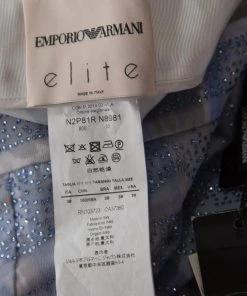 Emporio Armani Elite Blue Crystal Embellished Trousers S For Women -Emporio Armani sale luxury women emporio armani new clothes p257954 001