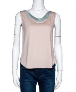 Emporio Armani Two Tone Stretch Jersey Sleeveless Top S For Women