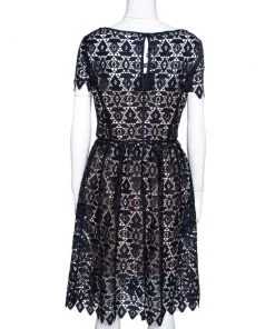 Emporio Armani Navy Blue Guipure Lace Overlay Sheath Dress M For Women -Emporio Armani sale luxury women emporio armani new clothes p324909 003