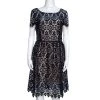 Emporio Armani Navy Blue Guipure Lace Overlay Sheath Dress M For Women