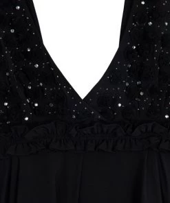 Emporio Armani Black Embellished Top S For Women -Emporio Armani sale luxury women emporio armani new clothes p33649 005