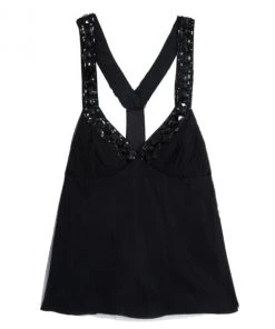 Emporio Armani Black Embellished Halter Top S For Women