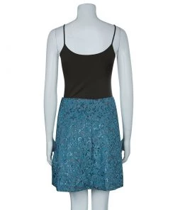 Emporio Armani Blue Metallic Jacquard Weave Skirt S For Women -Emporio Armani sale luxury women emporio armani new clothes p48662 0003