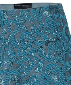 Emporio Armani Blue Metallic Jacquard Weave Skirt S For Women -Emporio Armani sale luxury women emporio armani new clothes p48662 0004