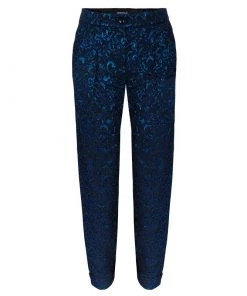 Emporio Armani Blue Metallic Brocade Pants S For Women