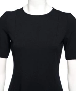 Emporio Armani Navy Blue Stretch Knit Flared Dress S For Women -Emporio Armani sale luxury women emporio armani new clothes p488452 003