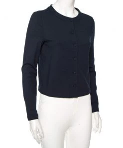 Emporio Armani Navy Blue Jersey Button Front Cardigan S For Women -Emporio Armani sale luxury women emporio armani new clothes p495186 003