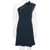 Emporio Armani Navy Blue Crepe Pleat Detailed One Shoulder Mini Dress M For Women