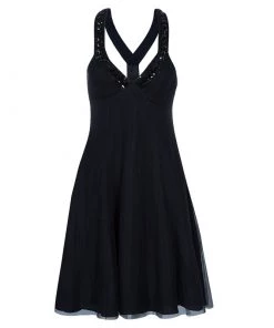 Emporio Armani Black Embellished Tulle Dress S For Women