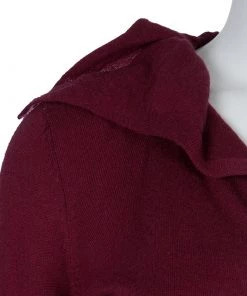 Emporio Armani Maroon Sequin Ruffle Collar Detail Long Sleeve Buttondown Cardigan M For Women -Emporio Armani sale luxury women emporio armani new clothes p59122 005