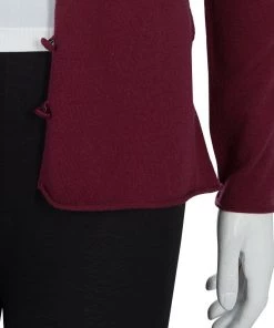 Emporio Armani Maroon Sequin Ruffle Collar Detail Long Sleeve Buttondown Cardigan M For Women -Emporio Armani sale luxury women emporio armani new clothes p59122 006