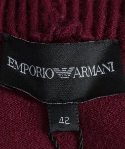Emporio Armani Maroon Sequin Ruffle Collar Detail Long Sleeve Buttondown Cardigan M For Women -Emporio Armani sale luxury women emporio armani new clothes p59122 009