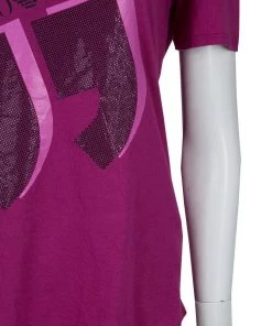 Emporio Armani Pink Studded Logo T-Shirt L For Women -Emporio Armani sale luxury women emporio armani new clothes p61085 007