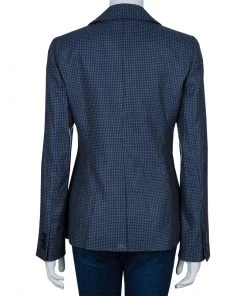 Emporio Armani Blue Houndstooth Blazer M For Women -Emporio Armani sale luxury women emporio armani new clothes p61091 003