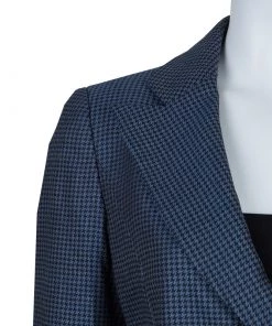 Emporio Armani Blue Houndstooth Blazer M For Women -Emporio Armani sale luxury women emporio armani new clothes p61091 005